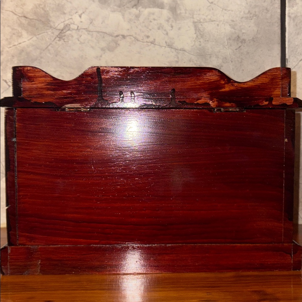 Handmade Vintage Wooden Jewelry Box Treasure Chest Stash Spot Lift Top/2 Drawer - Picture 14 of 17